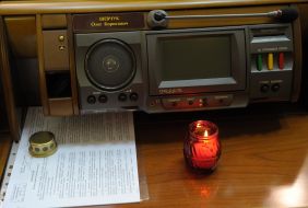 Lighted lamp on the desktop MP