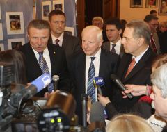 Patrick Hickey, Jacques Rogge and Sergey Bubka