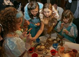 Children paint candies