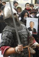 Picket in support of the founder of Wikileaks near the embassy of Sweden