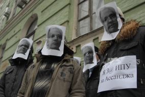 Participants of picket near the embassy of Great Britain