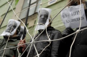 Participants of picket near the embassy of Great Britain