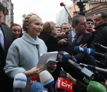 Yuliya Timoshenko speaks with journalists
