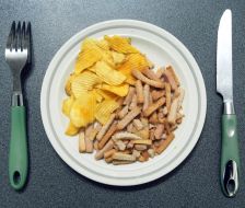 Potato chips and bread croutons