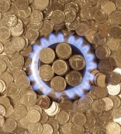 Coins on alight gas burner