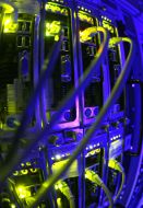 The equipment in a server room