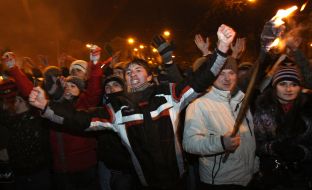 Participants of torch procession