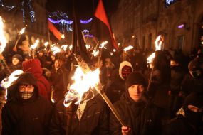 Participants of torch procession