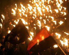 Participants of torch procession