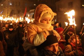 Participants of torch procession