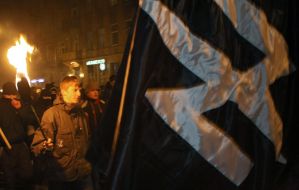 Participants of torch procession