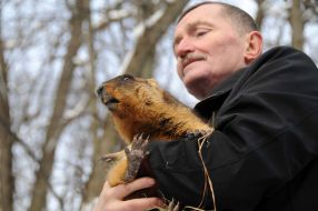 Viktor Tokarskiy with Timka II marmot 