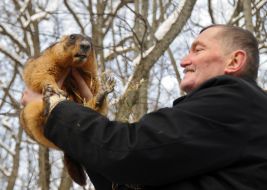 Viktor Tokarskiy with Timka II marmot