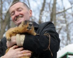 Viktor Tokarskiy with Timka II marmot