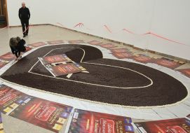 Heart from chocolate dominoes