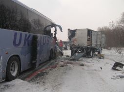 Broken bus and truck