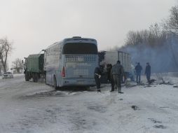 Broken bus and truck