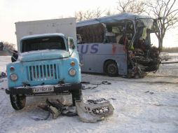 Broken bus and truck
