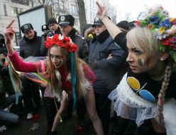 Activists of FEMEN womanish motion