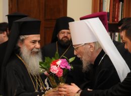 Patriarch Theophilus III of Jerusalem and Metropolitan Nikodim 
