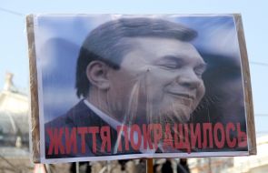 A poster of Viktor Yanukovich