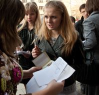 Schoolboys before the trial testing