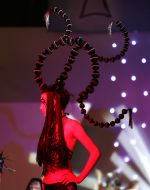 A model demonstrates a hair-do