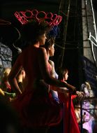 Models demonstrate a hair-do