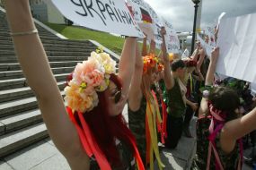 Activists of FEMEN women's rights organization