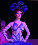 A model demonstrates a hair-do