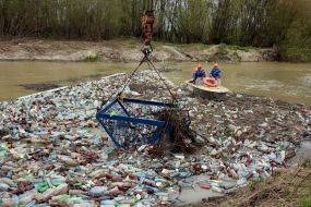 Cleaning of river-bed of the Latoritsa river