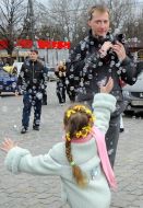 Girl catches Bubbles