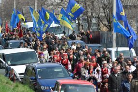 Participant of celebration in honour of Kholodny Yar heroes's memory