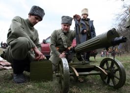 Fight reconstruction of Kholodny Yar heroes with bolshevists