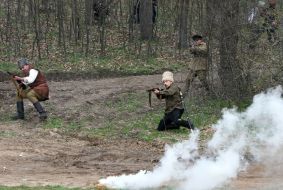 Fight reconstruction of Kholodny Yar heroes with bolshevists