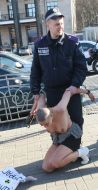Милиционер задерживает активистку FEMEN