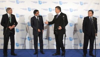 Томас Міров, Віктор Янукович, Франсуа Фійон та Жозе Мануель Баррозу