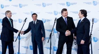 Томас Миров, Виктор Янукович, Франсуа Фийон и Жозе Мануэль Баррозу