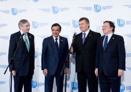 Томас Миров, Виктор Янукович, Франсуа Фийон и Жозе Мануэль Баррозу