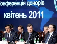 Франсуа Фийон, Виктор Янукович и Жозе Мануэль Баррозу 