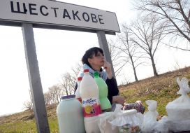 A woman sells dairy foods