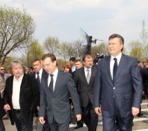 Anatoliy Gaydamaka, Dmitriy Medvedev, Viktor Baloga and Viktor Yanukovich