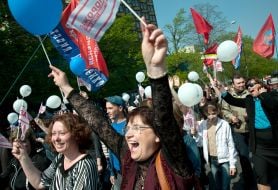 Participants of May day demonstration