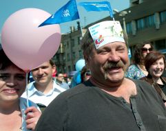Participant of festive parade 