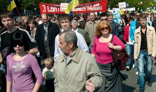 Participants of May day demonstration