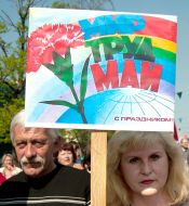Participants of May day demonstration