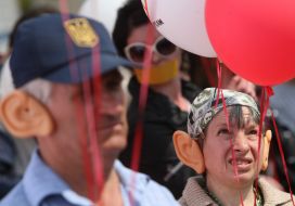 Participants of May day demonstration