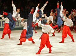 Ensemble members dance to them. PP Virsky