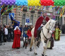 Participants of festive parade