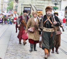 Participants of festive parade